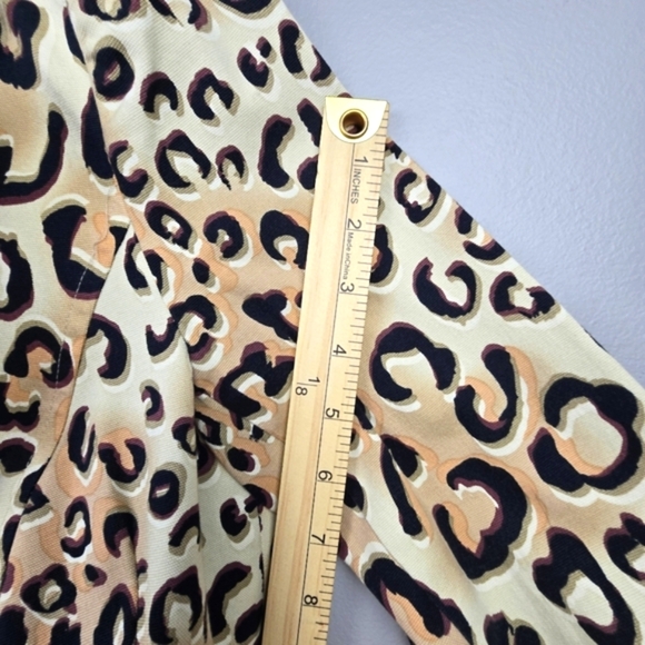NANETTE LEPORE‎ Leopard Print Blazer 3/4 Sleeve Beige Artsy Buttons Womens Sz M - Picture 10 of 13